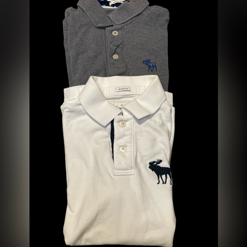 Abercrombie & Fitch Polo Shirts Mens Medium Muscle (White, Grey)